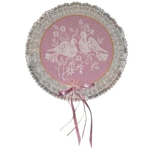 Creative Circle "Love Birds" Pink Lace Embroidered Wall Decor